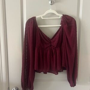 She + Sky Deep Red Blouse